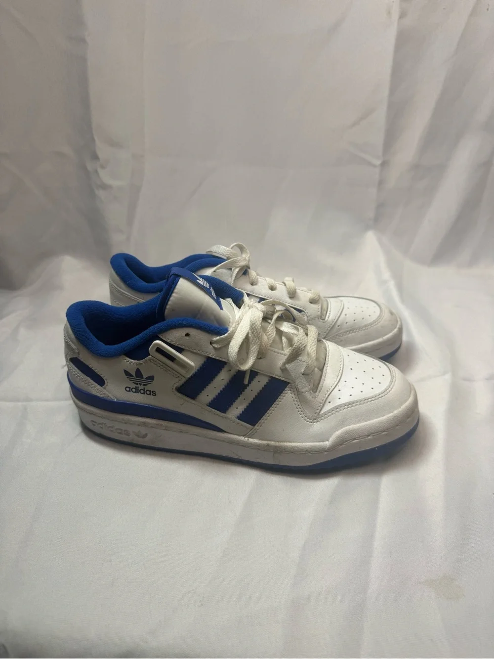 adidas Forum Low Men's Lace-Up Sneakers White/Blue Rubber Sole Basketball Size 7